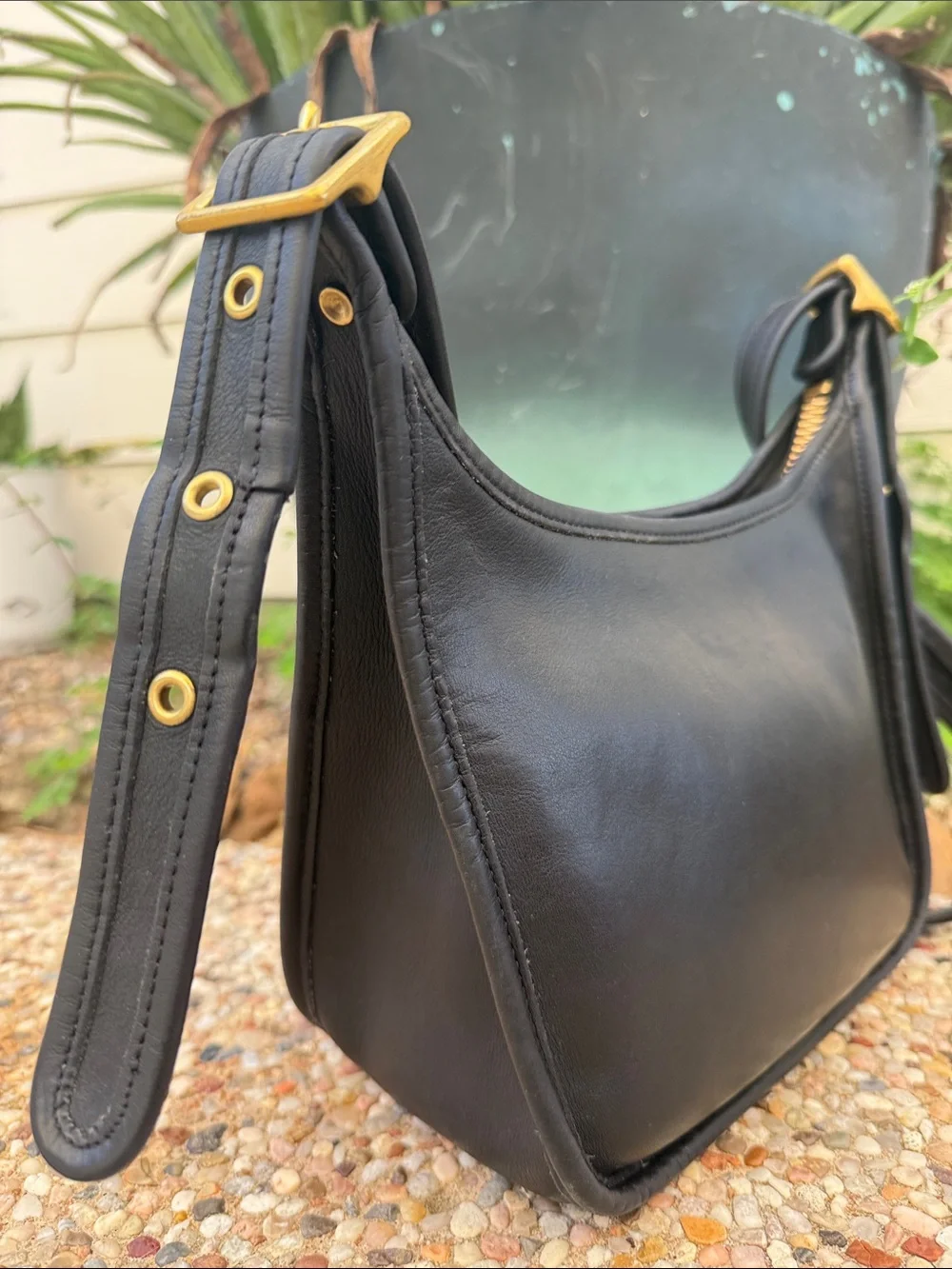Coach Janice Legacy Black Leather Shoulder Bag with Gold Hardware